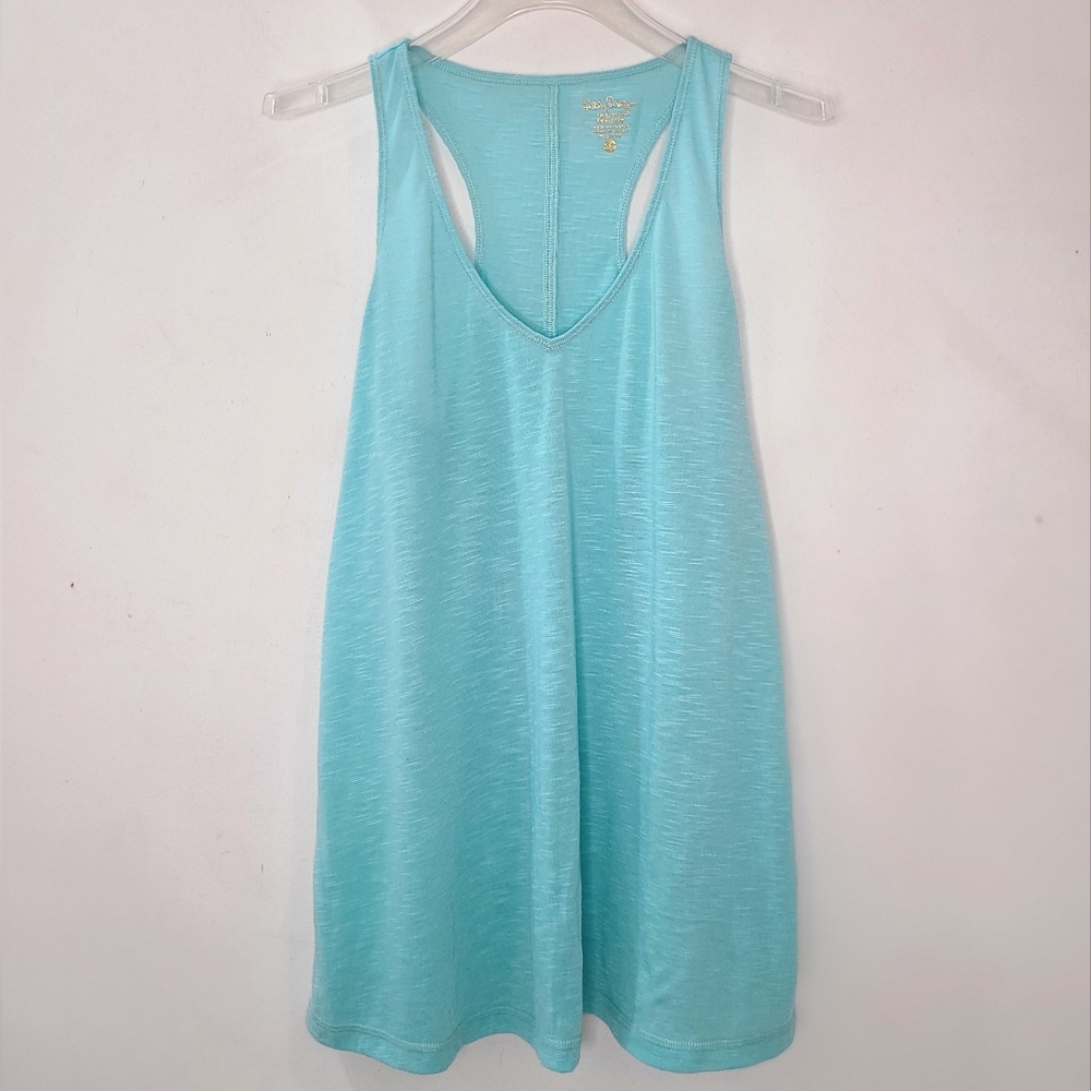Lilly Pulitzer Luxletic Racerback Tank Top in Aqua Blue Size XS/S - Picture 3 of 10